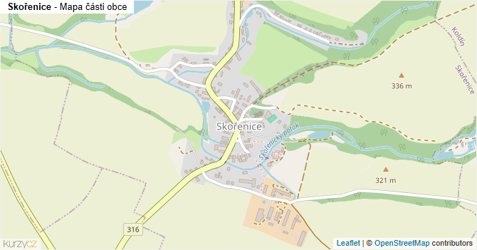 Skořenice - mapa části obce