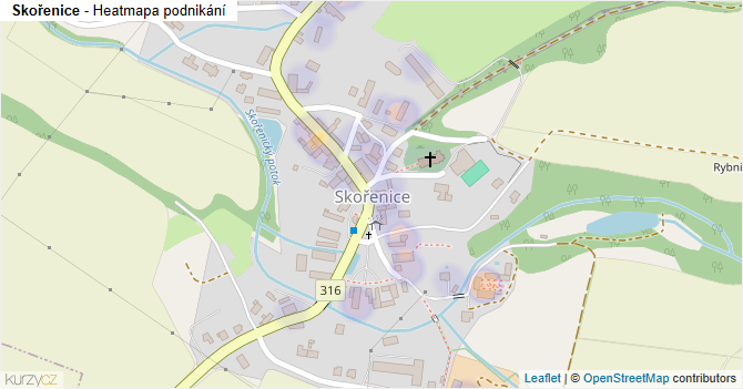 Skořenice - mapa podnikání