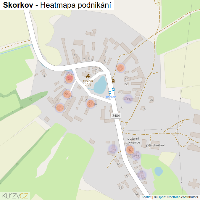 Mapa Skorkov - Firmy v části obce.