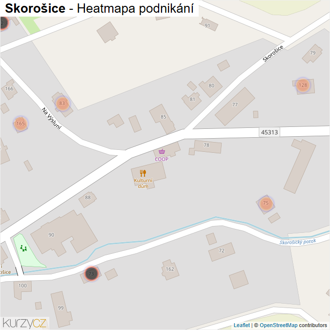 Mapa Skorošice - Firmy v obci.