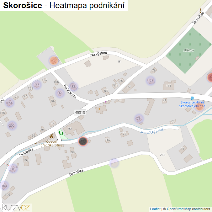 Mapa Skorošice - Firmy v části obce.