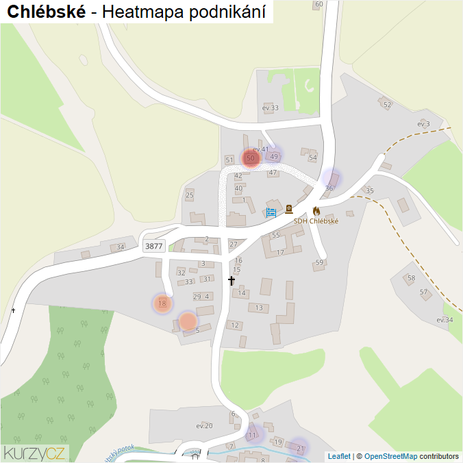 Mapa Chlébské - Firmy v části obce.