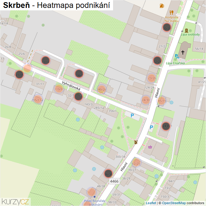 Mapa Skrbeň - Firmy v obci.