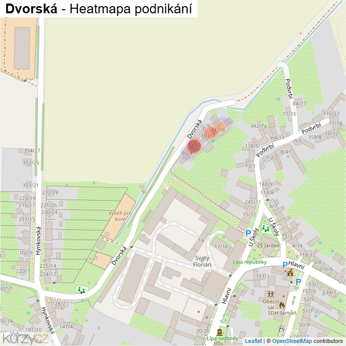Mapa Dvorská - Firmy v ulici.