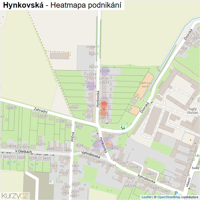Mapa Hynkovská - Firmy v ulici.