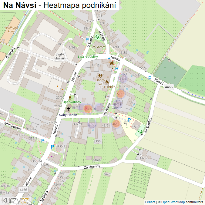 Mapa Na Návsi - Firmy v ulici.
