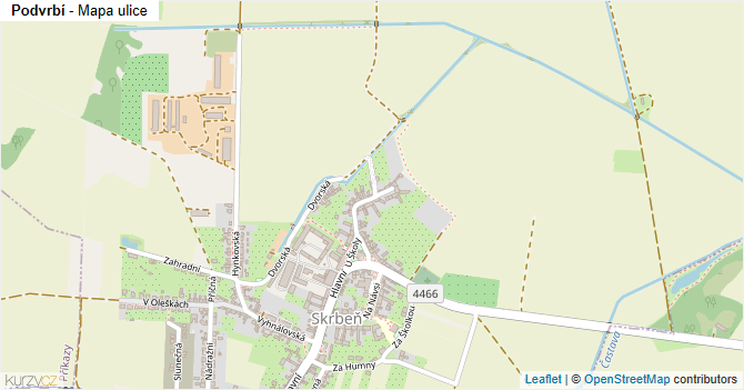 Podvrbí - mapa ulice