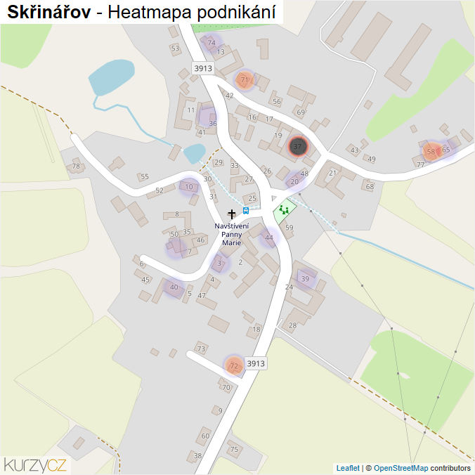 Mapa Skřinářov - Firmy v části obce.