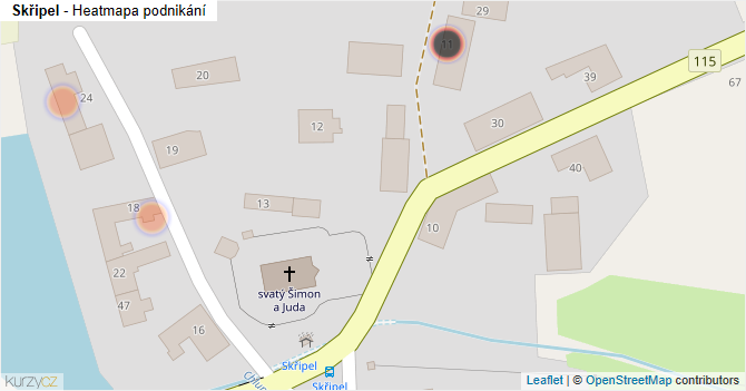 Skřipel - mapa podnikání