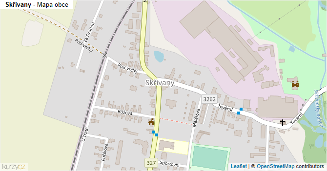 Skřivany - mapa obce