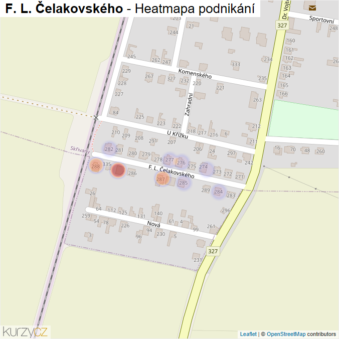 Mapa F. L. Čelakovského - Firmy v ulici.