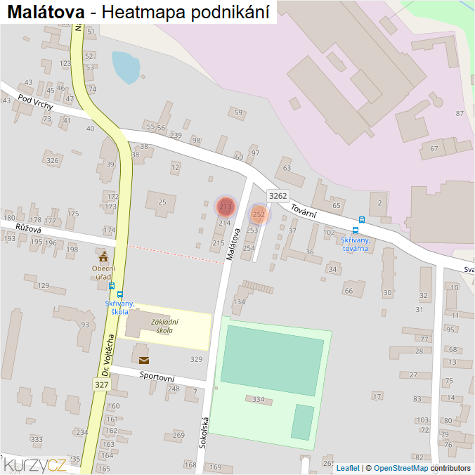 Mapa Malátova - Firmy v ulici.