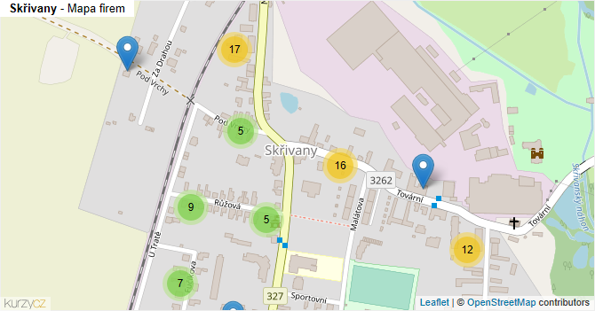 Skřivany - mapa firem