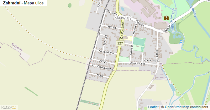 Zahradní - mapa ulice
