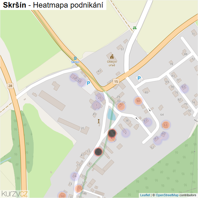 Mapa Skršín - Firmy v části obce.