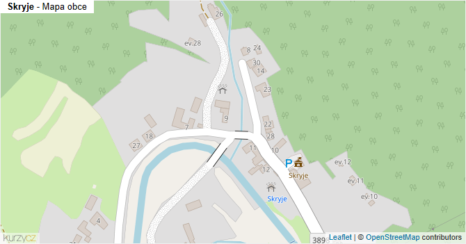Skryje - mapa obce