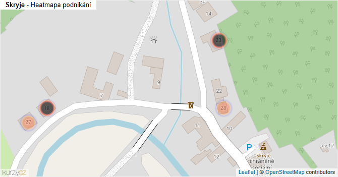 Skryje - mapa podnikání