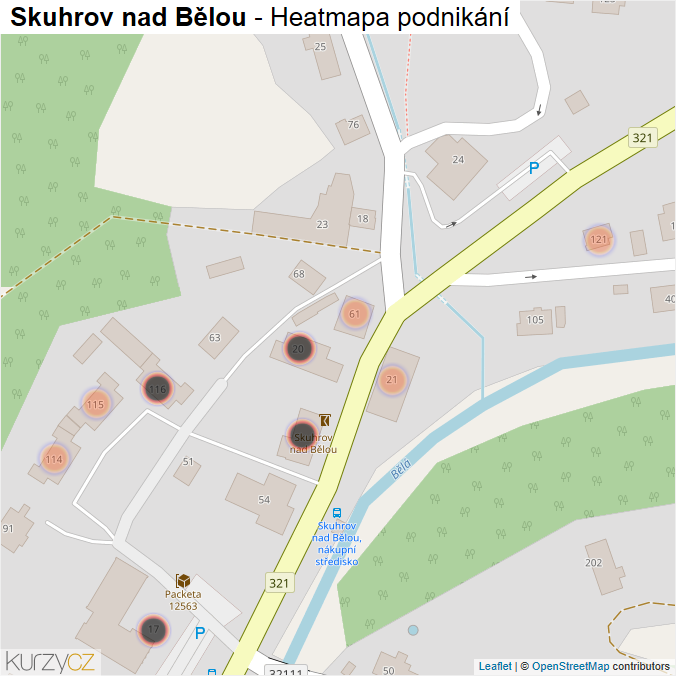 Mapa Skuhrov nad Bělou - Firmy v obci.
