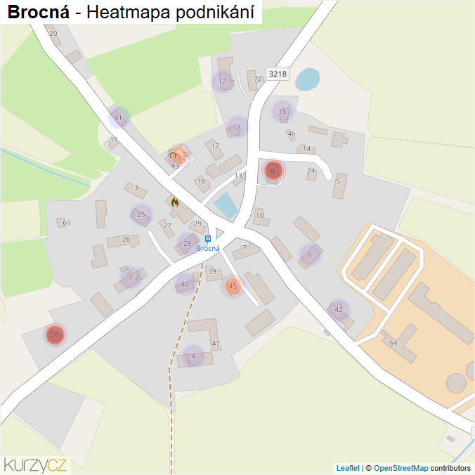 Mapa Brocná - Firmy v části obce.