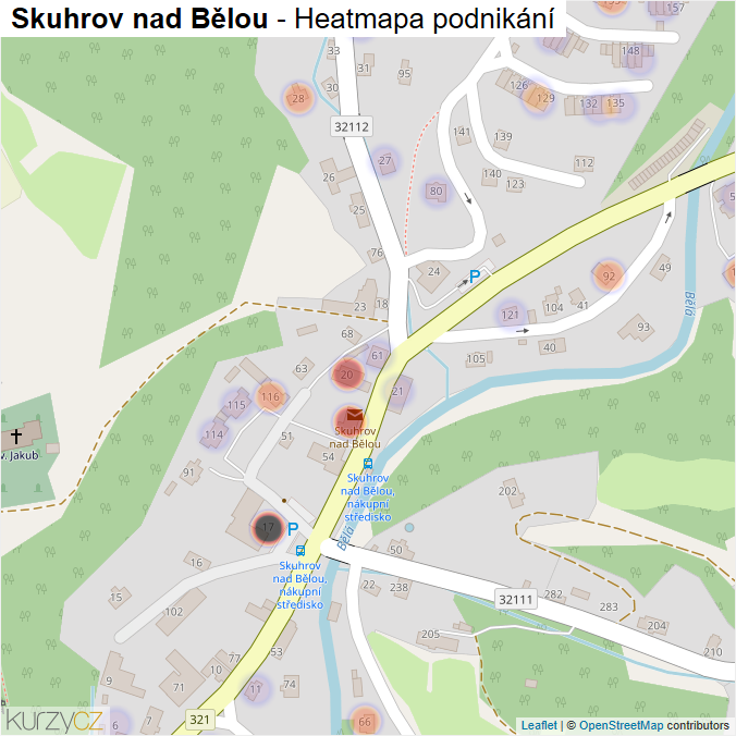 Mapa Skuhrov nad Bělou - Firmy v části obce.