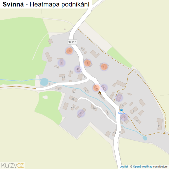 Mapa Svinná - Firmy v části obce.