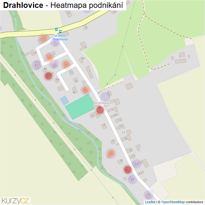 Mapa Drahlovice - Firmy v části obce.