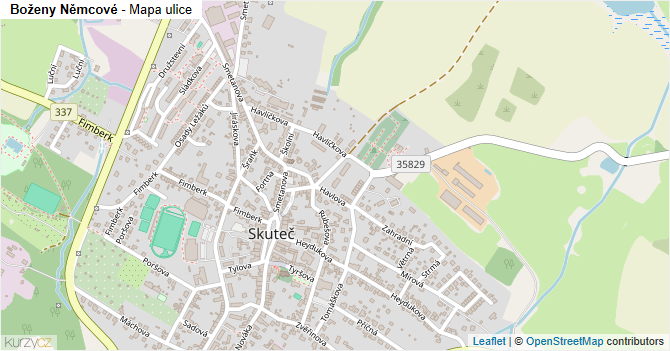 Boženy Němcové - mapa ulice