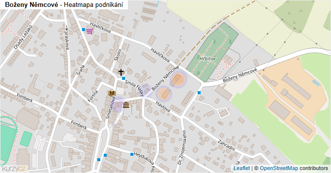 Boženy Němcové - mapa podnikání