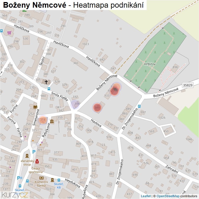 Mapa Boženy Němcové - Firmy v ulici.
