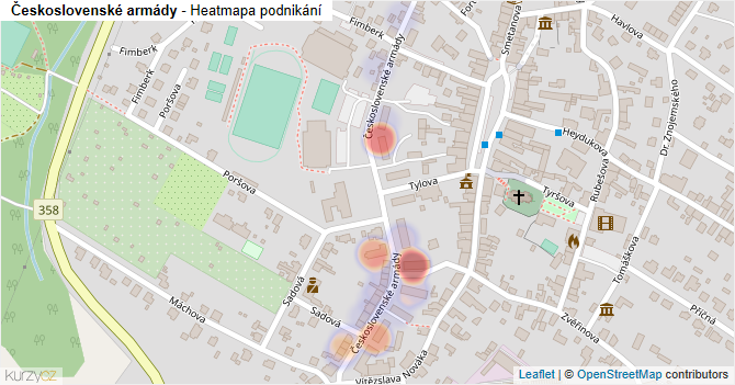 Československé armády - mapa podnikání