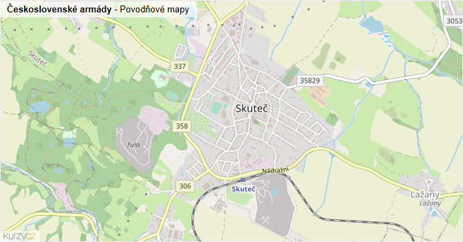 Československé armády - záplavové mapy stoleté vody