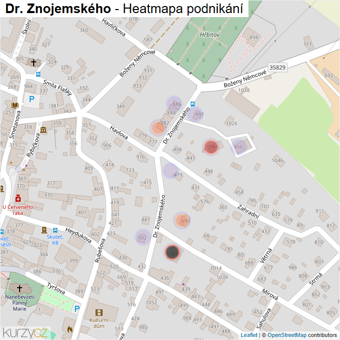 Mapa Dr. Znojemského - Firmy v ulici.