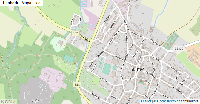 Fimberk - mapa ulice
