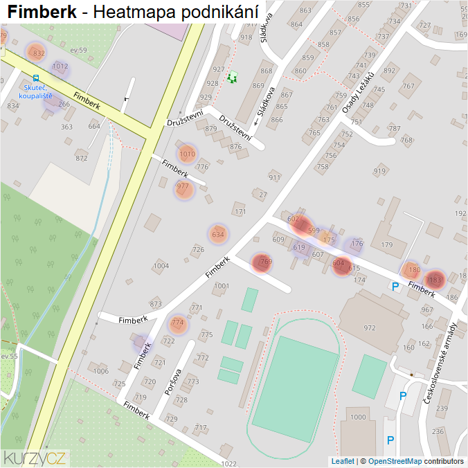 Mapa Fimberk - Firmy v ulici.