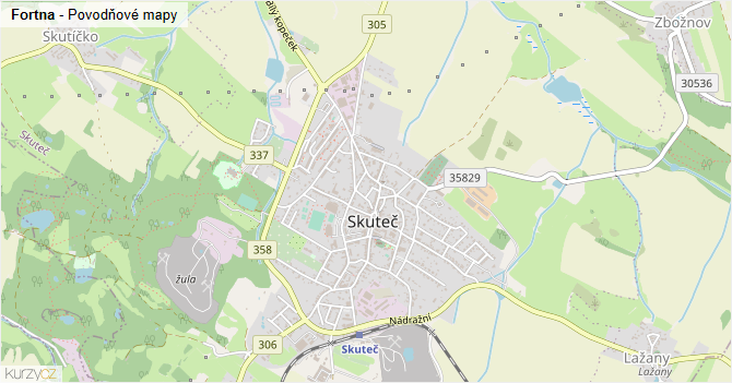 Fortna - záplavové mapy stoleté vody