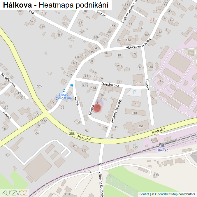 Mapa Hálkova - Firmy v ulici.