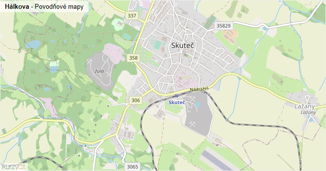 Hálkova - záplavové mapy stoleté vody