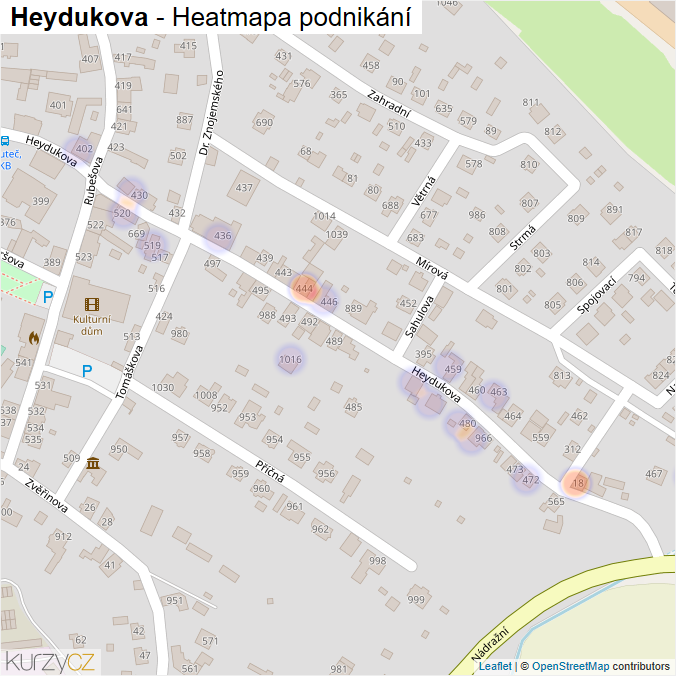 Mapa Heydukova - Firmy v ulici.