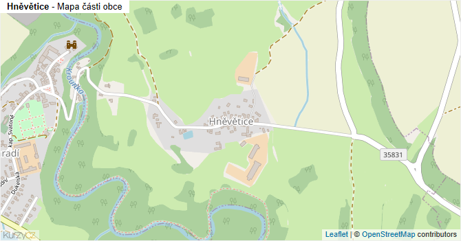 Hněvětice - mapa části obce