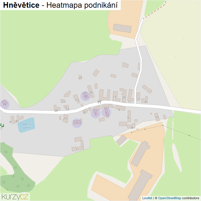 Mapa Hněvětice - Firmy v části obce.