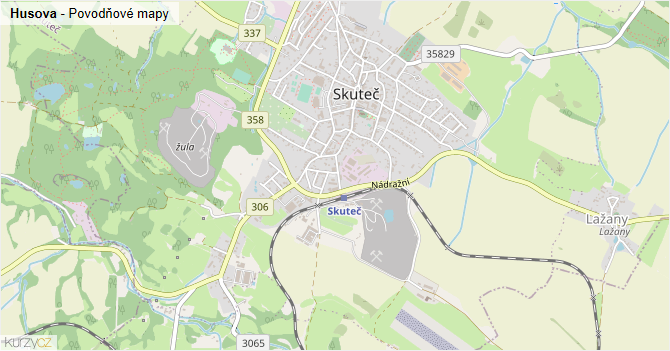 Husova - záplavové mapy stoleté vody