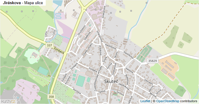 Jiráskova - mapa ulice