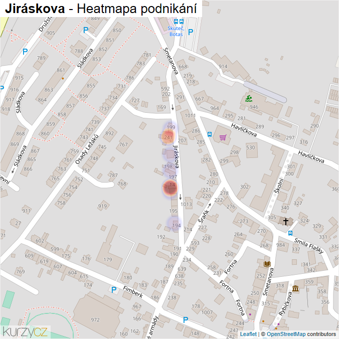 Mapa Jiráskova - Firmy v ulici.