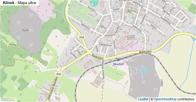 Klínek - mapa ulice