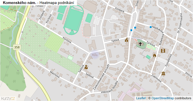 Komenského nám. - mapa podnikání