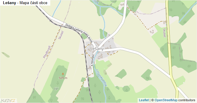 Lešany - mapa části obce