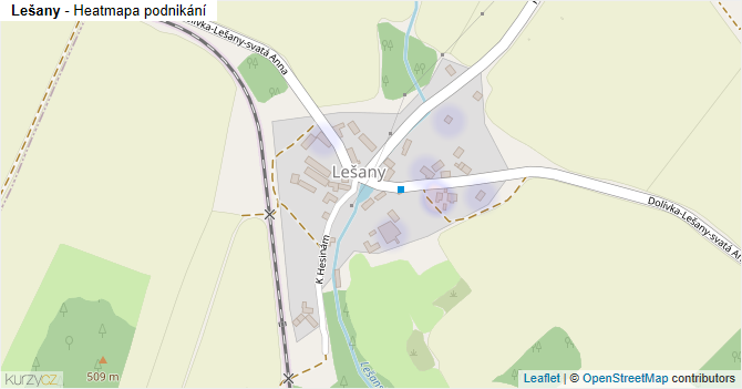 Lešany - mapa podnikání