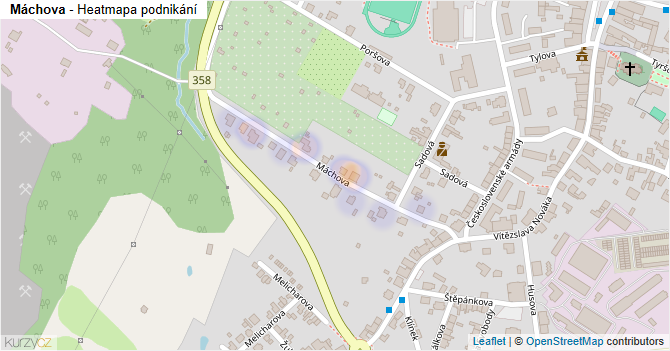Máchova - mapa podnikání