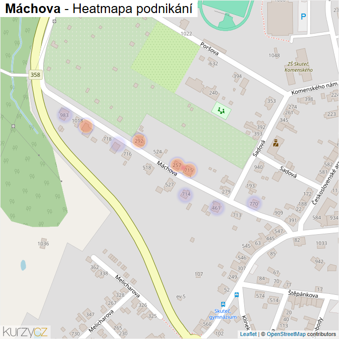 Mapa Máchova - Firmy v ulici.