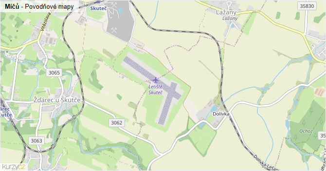 Míčů - záplavové mapy stoleté vody